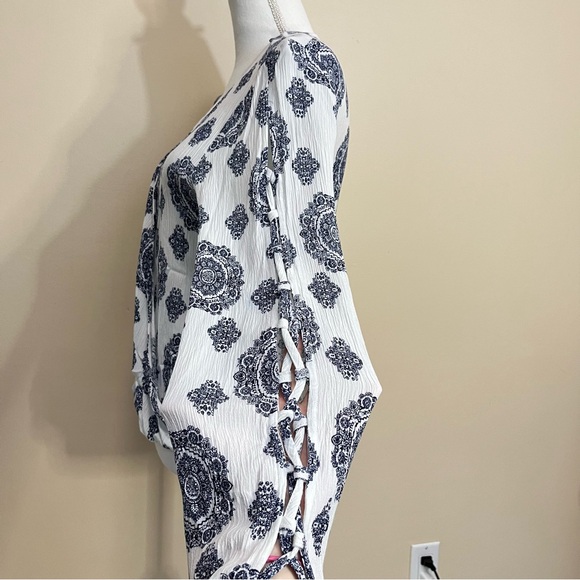 Altar’d State Surplice / Faux Wrap Front Lattice Long Sleeve Blouse - Picture 8 of 15